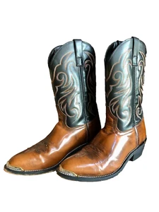 Laredo Mens Nashville Western Leather Cowboy Boots Round Toe 10.5 D Style28-2464 - Picture 1 of 20