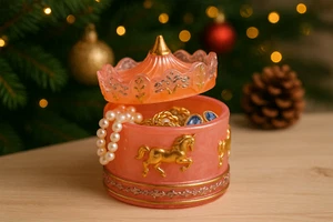 USA Handmade 2026 Horses Pink Carousel Trinket Box with Lid – KIZIMA - Picture 1 of 5
