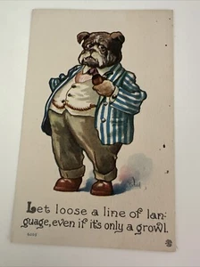 Bull Dog In Stripe Suit Wall & Bergman 1912 Let Loose A Line Of Language - Picture 1 of 2