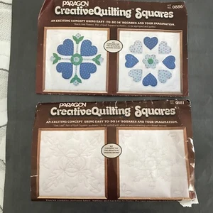 Paragon Creative Quilting Square Kits Lot 2 Vintage 0886 0881 USA Hearts Leaves - Picture 1 of 16