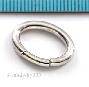 1x RHODIUM STERLING SILVER CHANGEABLE PENDANT CLASP BAIL Donut Holder 18mm #2855 - Picture 1 of 2