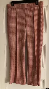 JNY Jones New York Womans Sz L Wide Leg Pants Pink/Maroon Retro Stretch - Picture 1 of 8