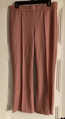 JNY Jones New York Womans Sz L Wide Leg Pants Pink/Maroon Retro Stretch - Image 1 of 4