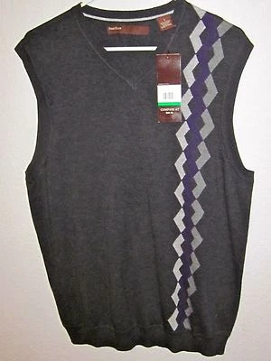 NWT PERRY ELLIS  Charcoal Heather P/O V-Neck Sweater Vest sz Large MSRP $69.50 - Image 1 of 3
