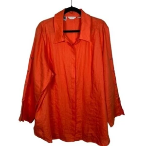 Richard Malcolm Irish Linen Womens Button Down Shirt Long Sleeve  Size 3X Orange - Picture 1 of 6