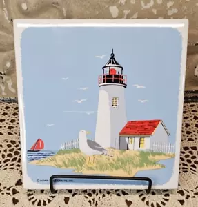 Lighthouse & Seagull Trivet Down East Crafts 6" x 6" - Picture 1 of 5