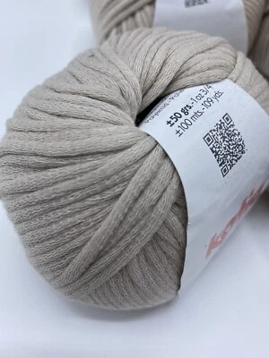 Katia "Bulky Cotton" knitting yarn 3.5 st =1" 10 Balls 109 yds ea. Beige  - Image 1 of 4