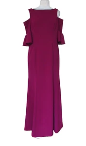 Adrianna Papell Cold Shoulder Long Dress Size 12 Women Wildberry Evening Gown - Picture 1 of 10