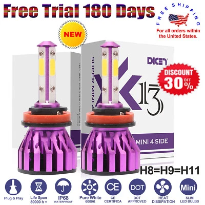 4-Side H11 H9 LED Headlight Super Bright 6000K Bulbs Kit 560000LM HIGH/LOW Beam - Image 1 of 4