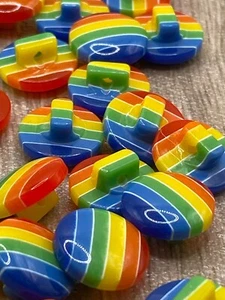 13mm Children's Shank Buttons LGBT Gay Pride Rainbow Round Resin Knitting Sewing - Picture 1 of 11