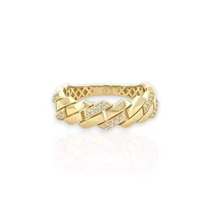 S Miami Ring CZ - 10K Yellow Gold - Picture 1 of 18