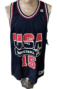 NWT Vintage Replica Olympics Team USA 48 (XL) Basketball Jersey Larry Johnson 15 - Picture 1 of 16