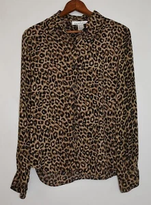 Jones New York Sport Top Damen Gr. Large Leopard Animal Print Langarm transparent - Bild 1 von 5