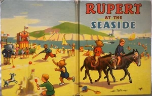 Vintage c1950 RUPERT AT THE SEASIDE Colour ILLUSTRATIONS Mary Tourtel KID'S BOOK - Picture 1 of 4