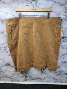 LAURA SCOTT Stretch Corduroy Straight Skirt $40 Khaki Camel New Womens Plus 3X - Picture 1 of 5