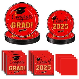 200 Pcs Graduation Table Decorations Party Supplies - Red Black Graduation Pl... - Picture 1 of 7