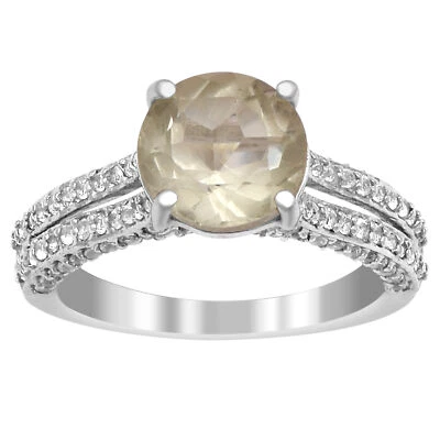 Atractivo anillo solitario de plata 925 con piedras preciosas de 3,00 quilates de amatista verde Foto 1 de 4