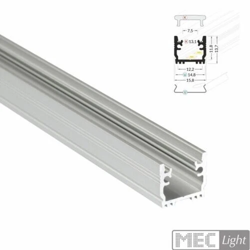 Alluminio Sagoma Incasso Bordo "FLOOR-12" per strisce Led + Coperchio argento - Immagine 1 di 1