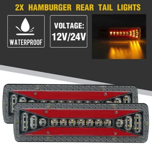 Paire Feux Arriere 12V LED Lampes Stop REMORQUE CAMION FOURGON CARAVANE - Foto 1 di 8