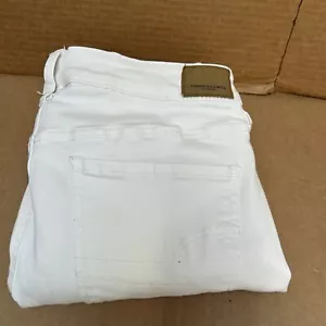 American Eagle Ne(x)t Level Stretch Hi-Rise Jegging White Distressed Raw Hem 14 - Picture 1 of 5