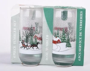 Ball 16oz Tumblers, Winter Scene, Set of 4 {NIB} - Picture 1 of 5