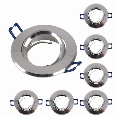 6x Telaio di Montaggio Alluminio Argento 16302-1 Ø68 MM per Lampadina GU10 MR16 - Immagine 1 di 4