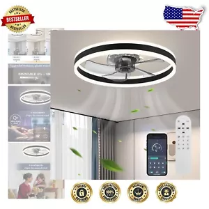 Energy-Efficient 20-Inch Ceiling Fan with Light, Remote & 6 Speeds - F105 Black - Picture 1 of 9