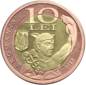 ROMANIA 10 LEI 2013 ESSAI PROBA PATTERN UNC BIMETALLIC - Picture 1 of 2