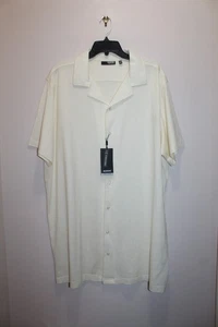MURANO LIQUID LUXURY MENS BUTTON-UP 100% COTTON JERSEY SHORT SLEEVE ECRU SIZ 2XT - Picture 1 of 4