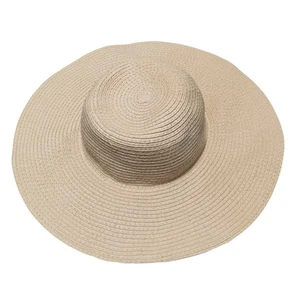 J Crew Factory Sonnenhut breite Krempe verstaubar Rundhalsausschnitt natürlich C2238 - Bild 1 von 5