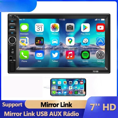 Touch Screen Car Stereo Radio B-T FM Player For Apple Carplay Android Auto - - Image 1 of 4
