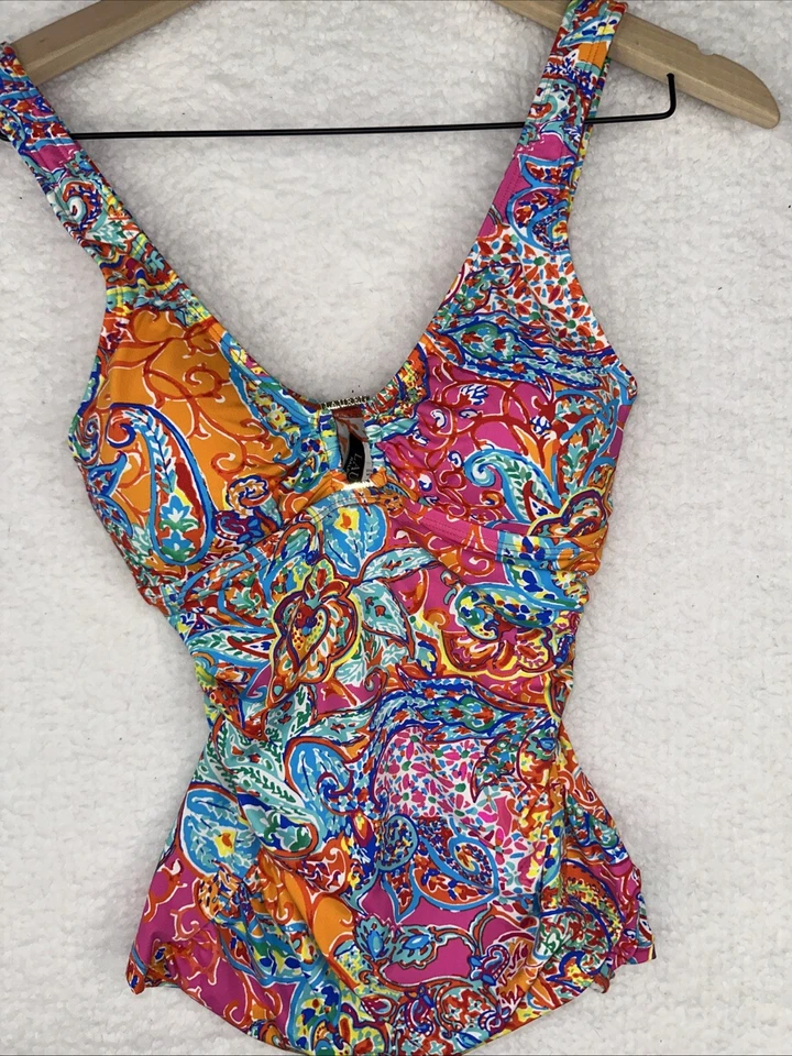 Ralph Lauren Amara Womens Printed Tummy Control Underwire Tankini Swim Paisley - Image 1 of 4