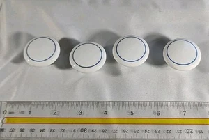 4 Ceramic Drawer Pulls Knobs White Ceramic Blue Stripe - Picture 1 of 4