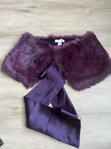 Lord and Taylor 100% Rabbit Fur Shrug Capelet Shawl purple - Picture 1 of 4