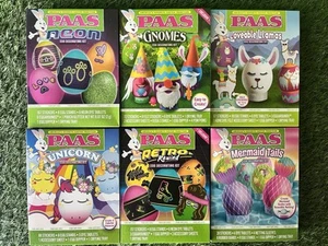 Lot of 6 PAAS Easter Egg Coloring Decorating Kits Neon Gnomes Llamas Unicorn NEW - Bild 1 von 2