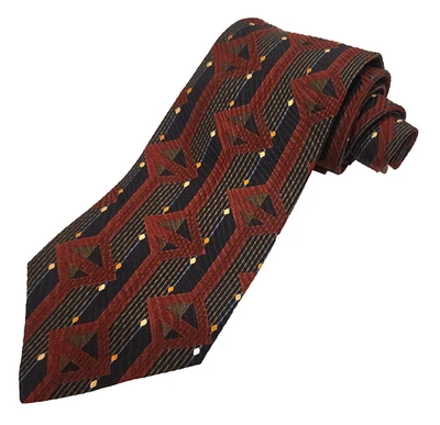 NWT Bugatti X/E Vintage 100% Silk Retro Geometric Abstract Tie Made In USA 57" - Image 1 of 4