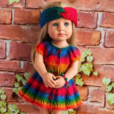 Одежда ручной работы для куклы Gotz Little Kidz, платье для куклы, кукла 36 см/14-14,5" - Изображение 1 из 4