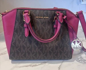 Michael Kors Monogram Medium Ciara HandBag Mahogany and Brown - Picture 1 of 15