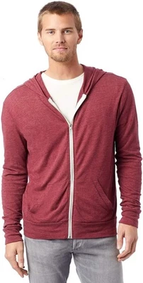 NUEVO CON ETIQUETAS Eco-Jersey Cremallera Sudadera con Capucha Delgada Talla Mediana Eco Rojo Verdadero Foto 1 de 3