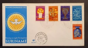 Sellos de Surinam 1972 Caridad Pascua Primer Día Cubierta Raro Cachet - Imagen 1 de 2