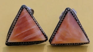 ST SIL Dreieck Silber & Onyx Ohrringe 1/2"  - Bild 1 von 7