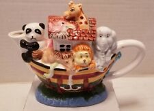 Vintage Noah's Ark Teapot New World Specialties Ceramic 