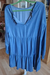 Jeanskleid mit Volants Grösse L indigoblau - Bild 1 von 4