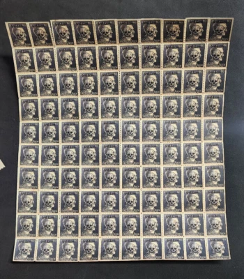 WW2 WWII Nazi Germany Third Reich Adolf Hitler stamp sheet GROSS ROSEN overprint - Image 1 of 4