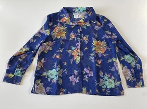 Blusa Popurri Transparente Capas Floral Abotonada De Colección Talla XL - Imagen 1 de 8