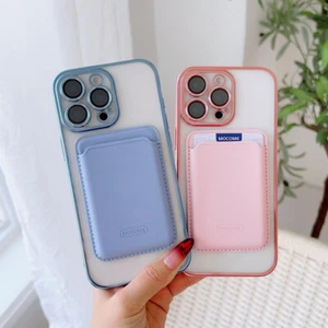 Funda protectora TPU con soporte para tarjeta PU a prueba de golpes para iPhone 16 15 14 13 Pro Max 12 11 - Imagen 1 de 21