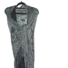 Metallic Foil Lux Elegant Formal Wrap Shawl Lace Glitter Tassles-grey