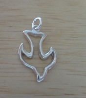 Sterling Silver Cutout Descending Dove Outline Bird Charm