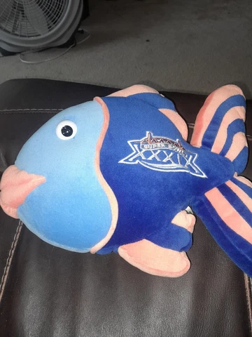Team Beans NFL Superbowl XXXIX Eagles/Patriots Plush Fish 13" Long NWT Cover