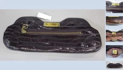 Bolso de mano MAXX New York cuero genuino cocodrilo marrón en relieve con detalles dorados Foto 1 de 4